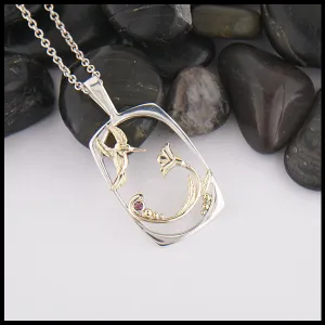 Hummingbird & Flower Pendant