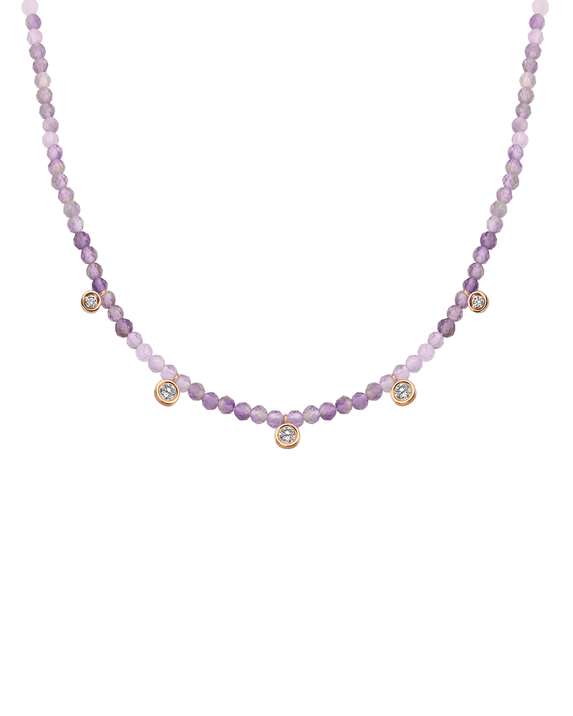 Jade Gemstone & Five diamonds Necklace - 14K White Gold