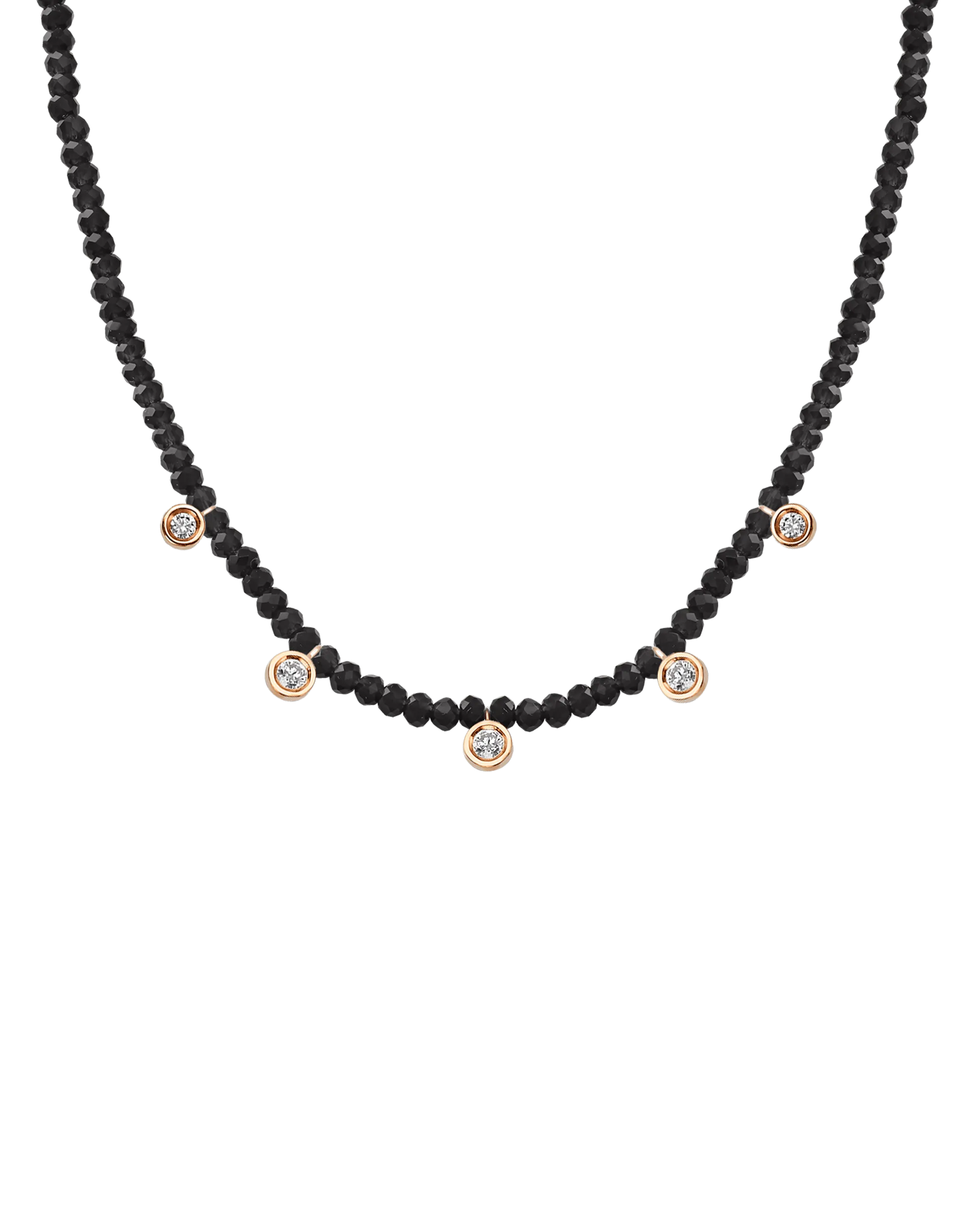 Jade Gemstone & Five diamonds Necklace - 14K White Gold