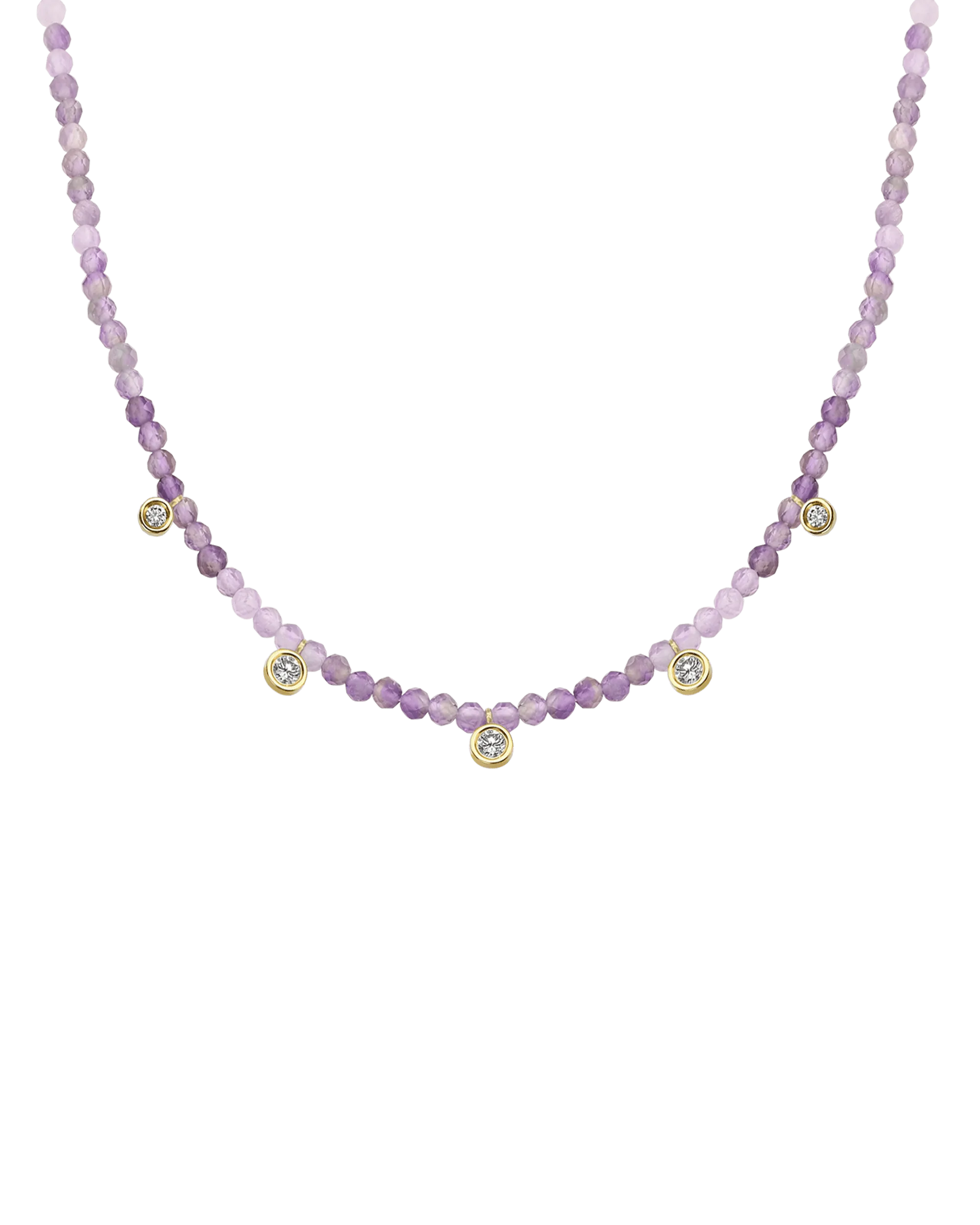 Jade Gemstone & Five diamonds Necklace - 14K White Gold