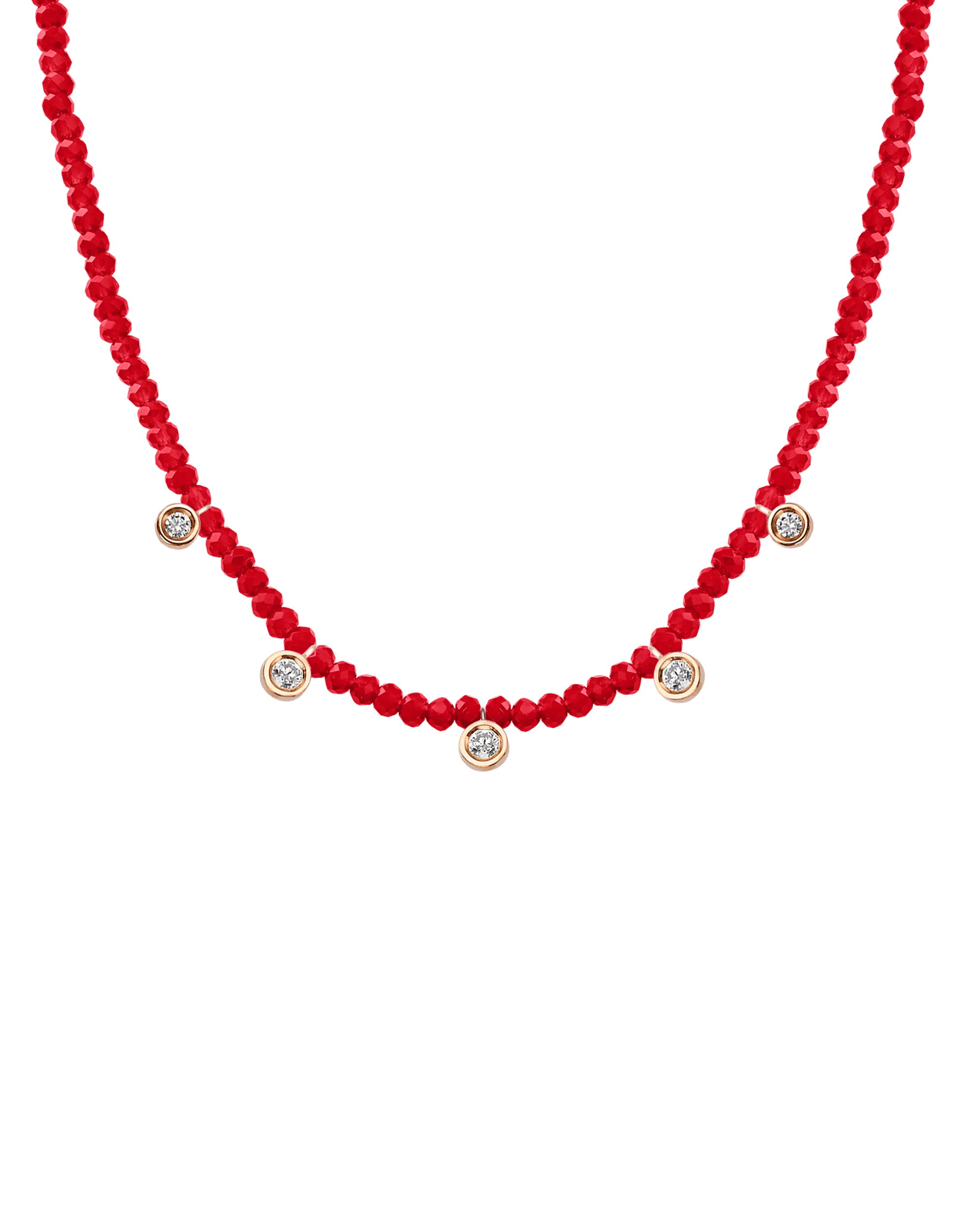 Jade Gemstone & Five diamonds Necklace - 14K White Gold