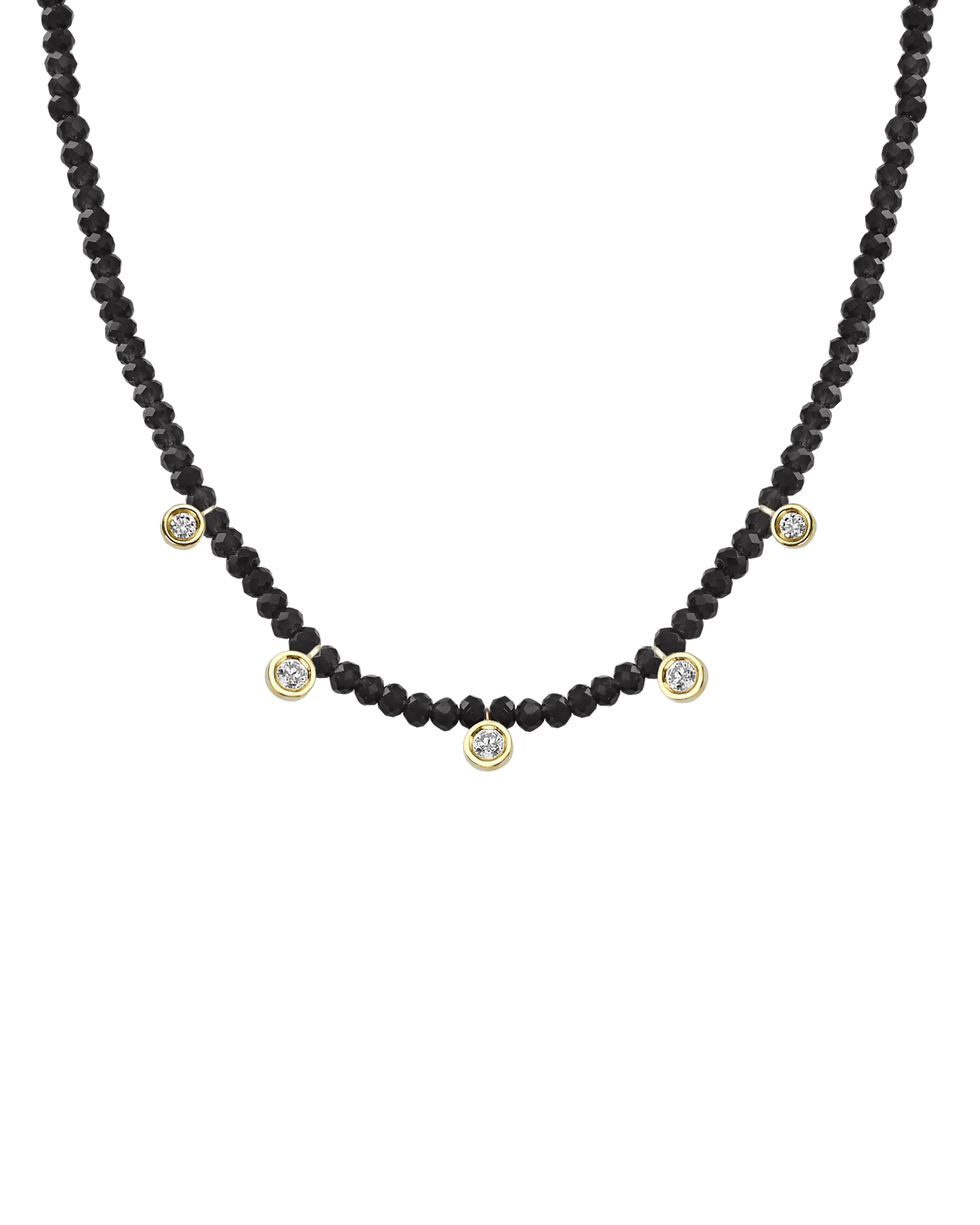 Jade Gemstone & Five diamonds Necklace - 14K White Gold