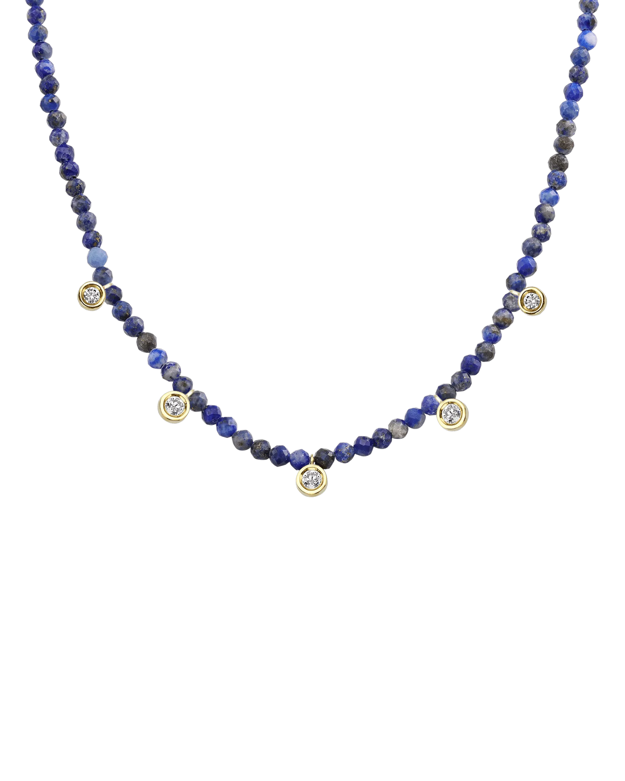 Jade Gemstone & Five diamonds Necklace - 14K White Gold