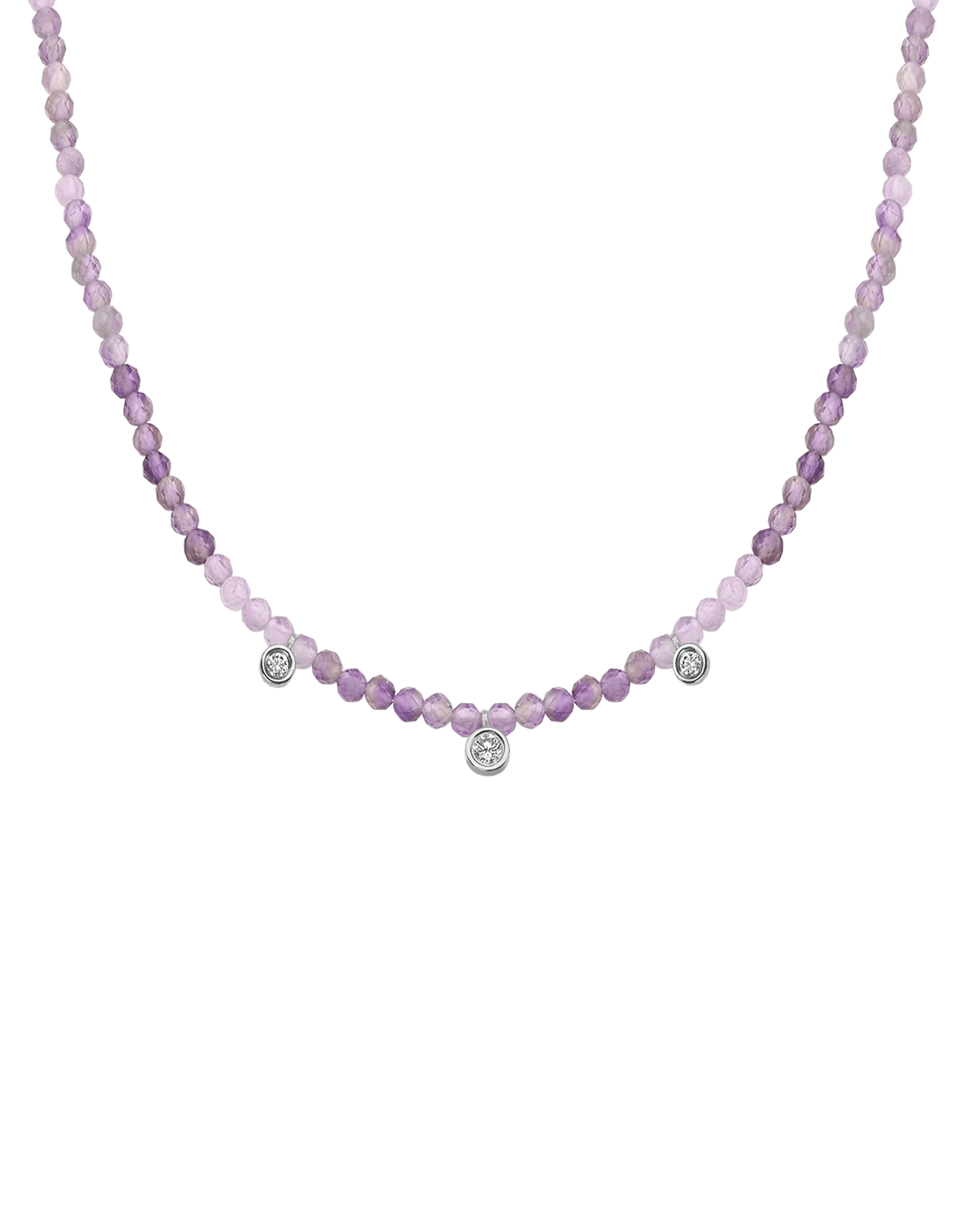 Jade Gemstone & Three diamonds Necklace - 14K Yellow Gold