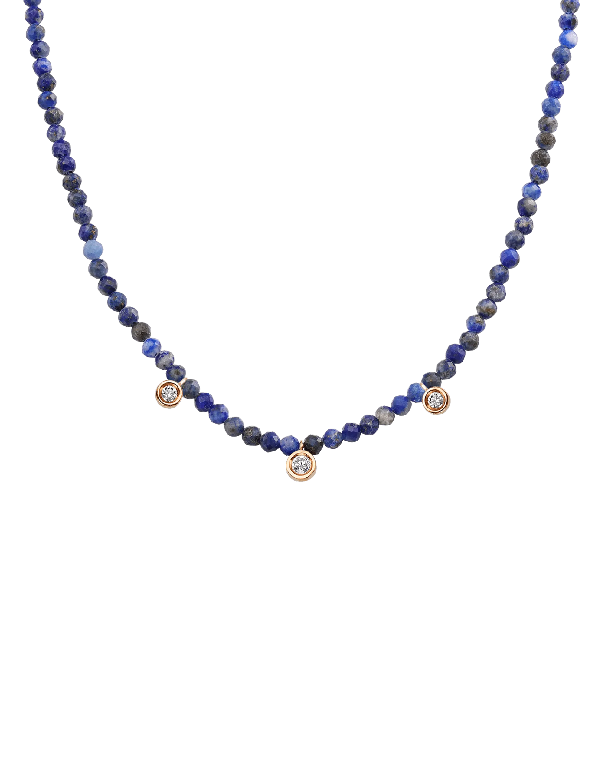 Jade Gemstone & Three diamonds Necklace - 14K Yellow Gold