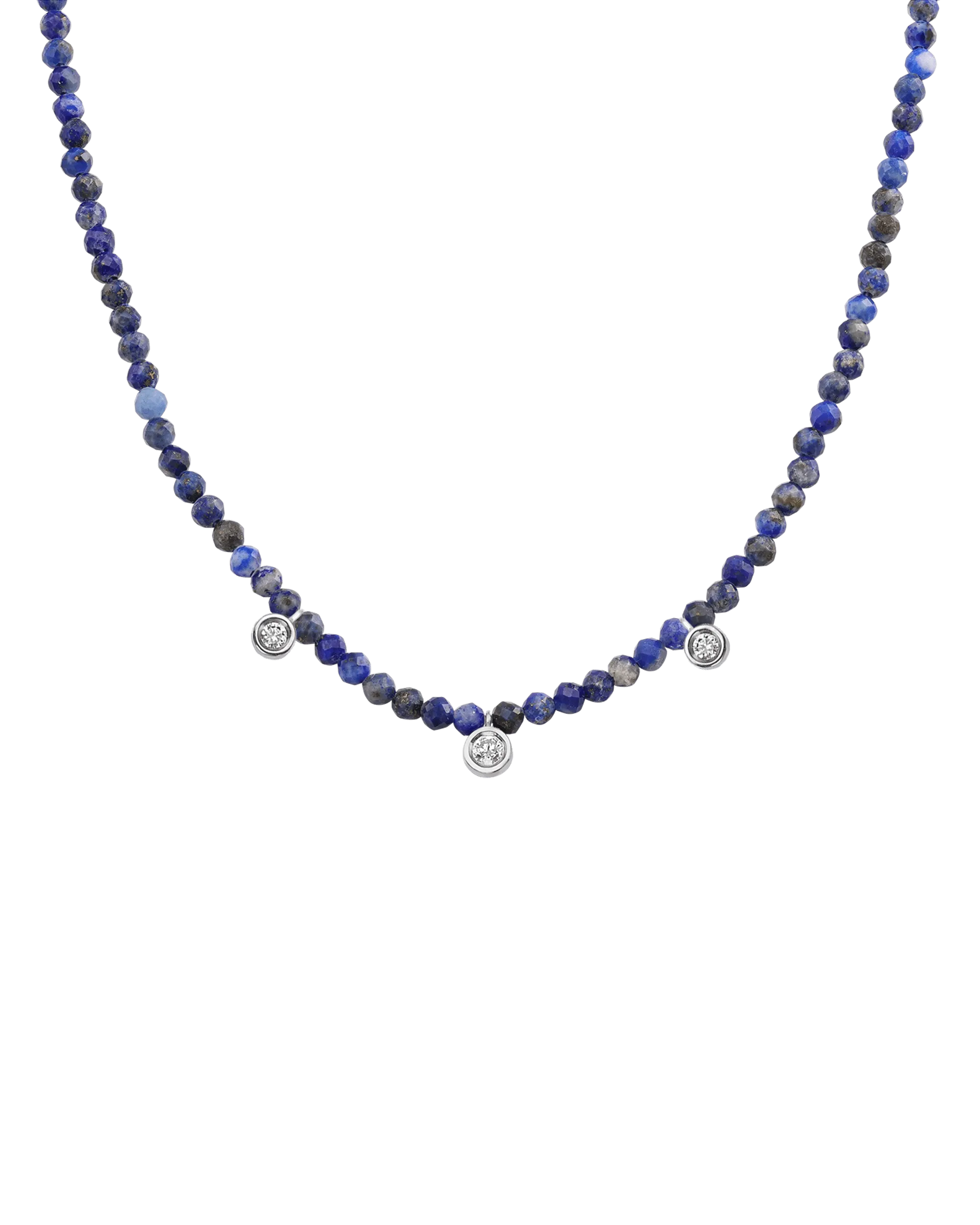Jade Gemstone & Three diamonds Necklace - 14K Yellow Gold