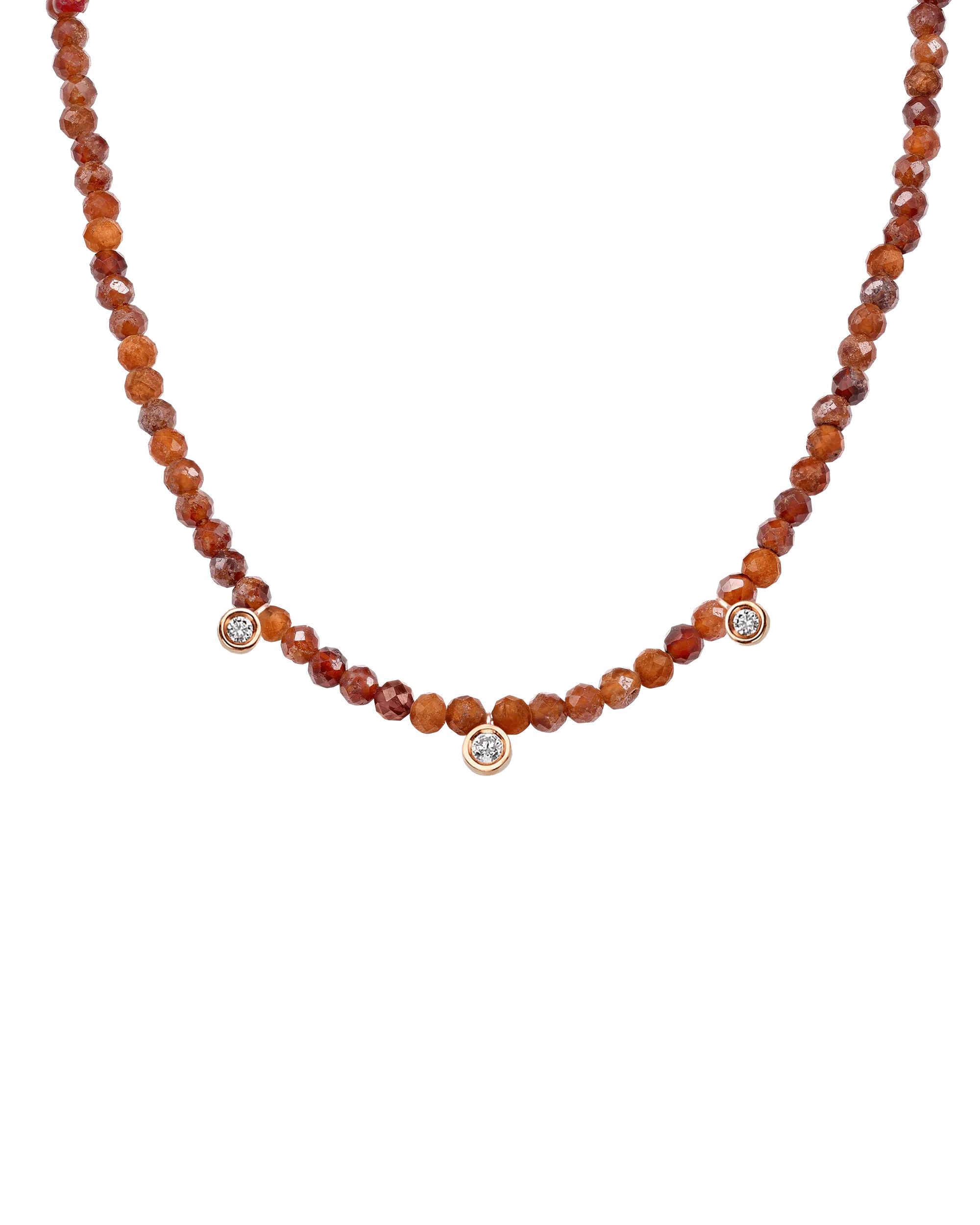 Jade Gemstone & Three diamonds Necklace - 14K Yellow Gold