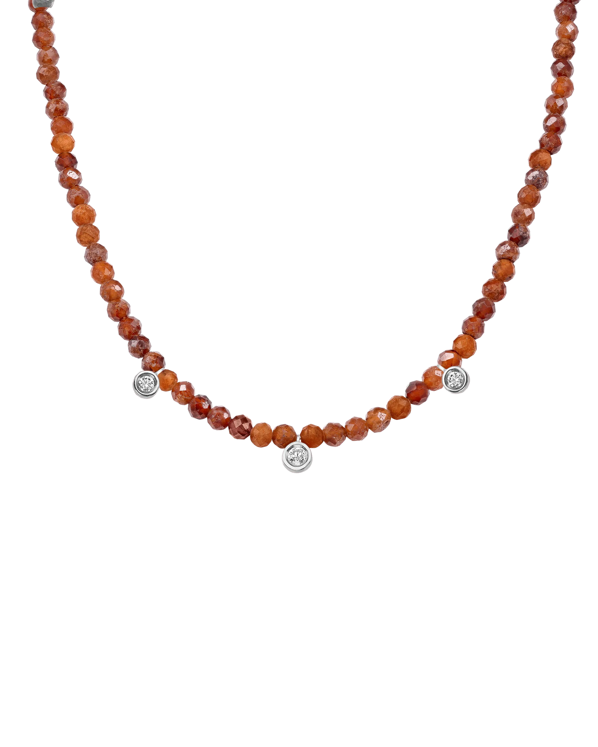 Jade Gemstone & Three diamonds Necklace - 14K Yellow Gold