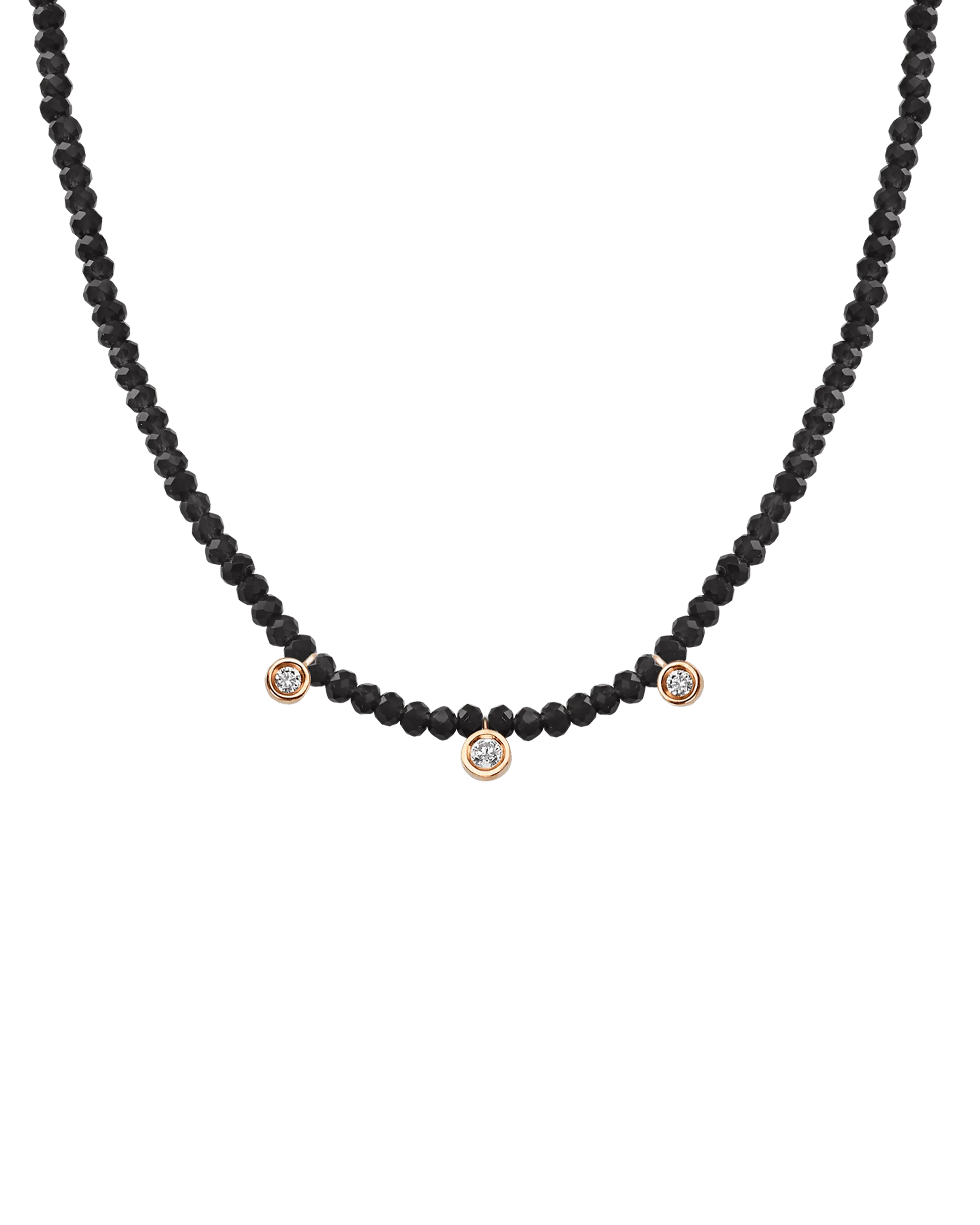 Jade Gemstone & Three diamonds Necklace - 14K Yellow Gold