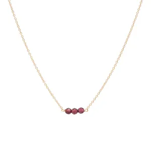 January Birthstone Three Gem Necklace with Facceted Garnets