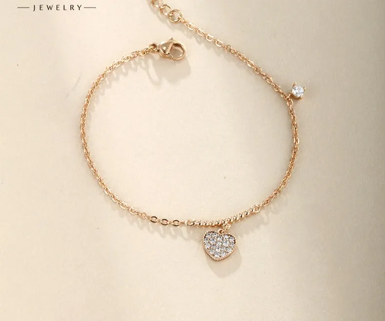 Jewelry plated 18K gold heart-shaped diamond love bracelet women's European and American