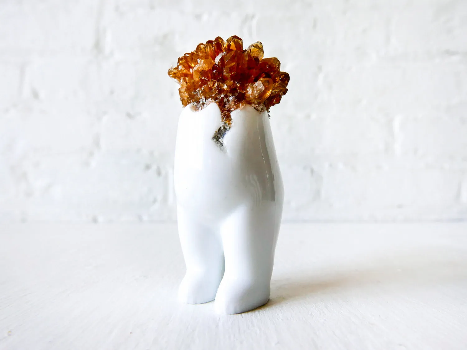 Jose Small White Porcelain Tushiez w/ Citrine Crystal
