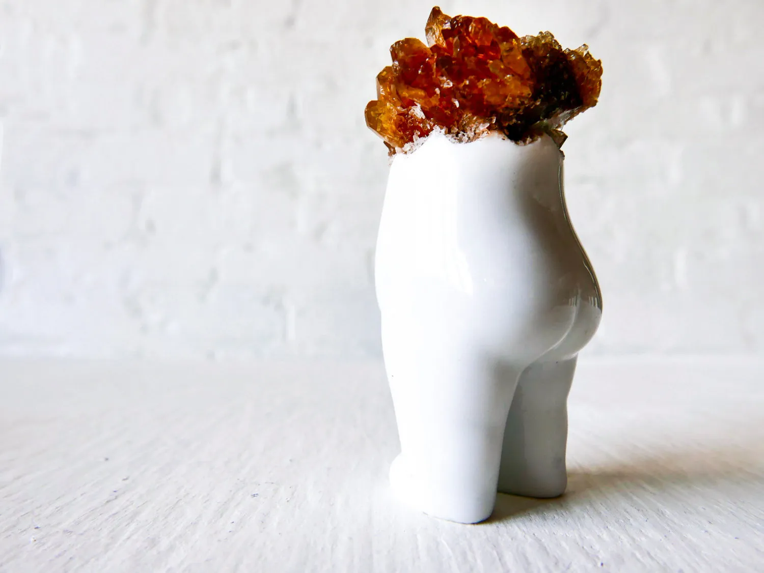 Jose Small White Porcelain Tushiez w/ Citrine Crystal