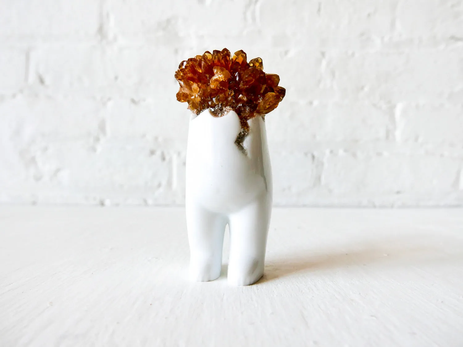 Jose Small White Porcelain Tushiez w/ Citrine Crystal