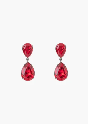 Judy Earrings -- Gunmetal Ruby