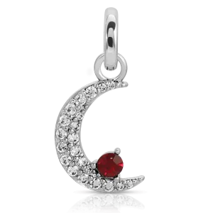 July Ruby Birthstone Charm - Moon