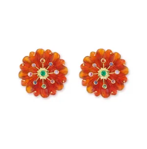 Large Sputnik Wildflower Earrings with Multi-Color Sapphires