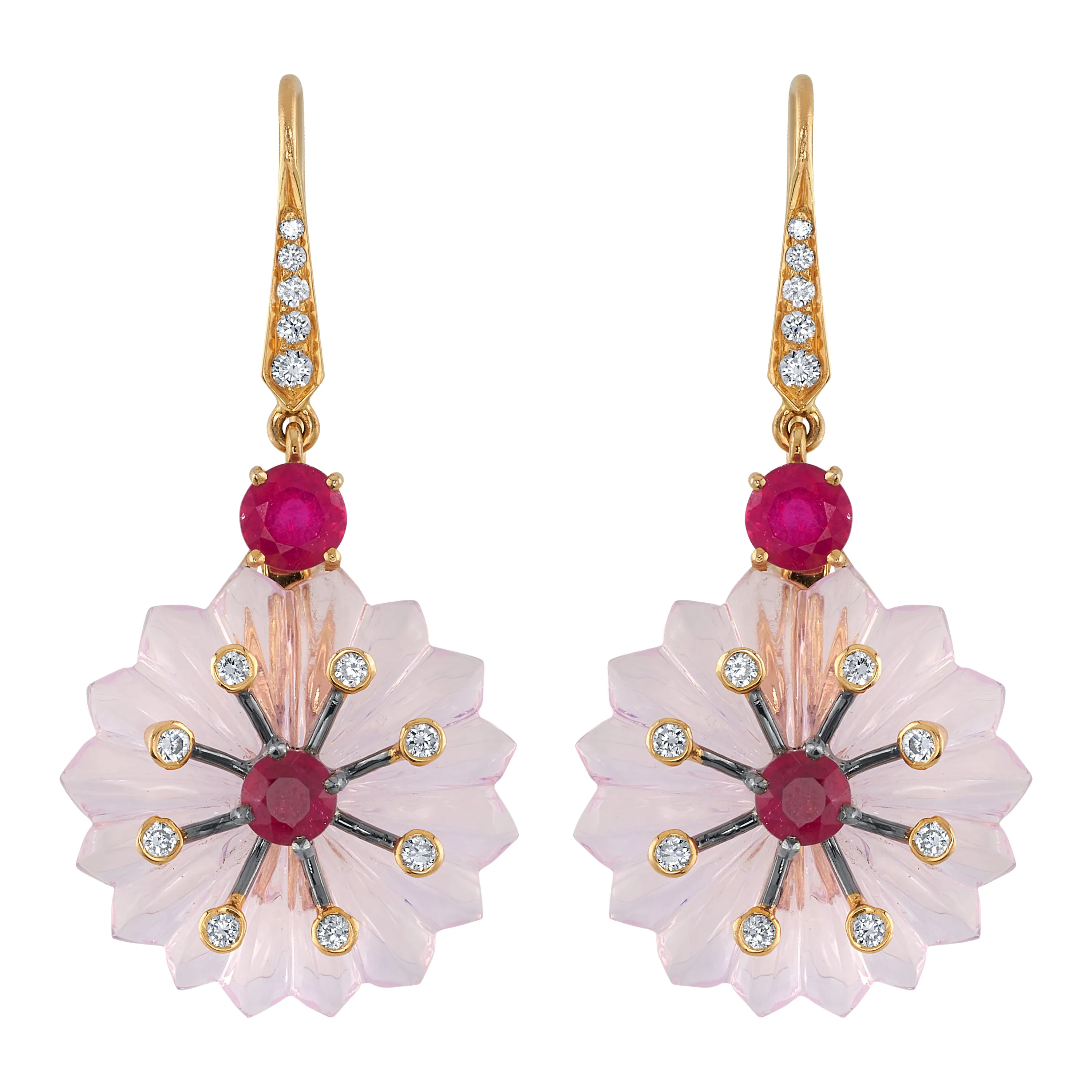 Lavender Crystal Flower Earrings