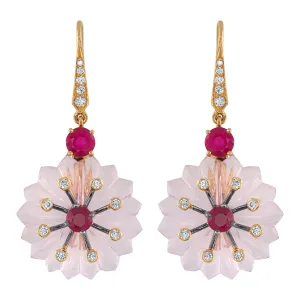 Lavender Crystal Flower Earrings