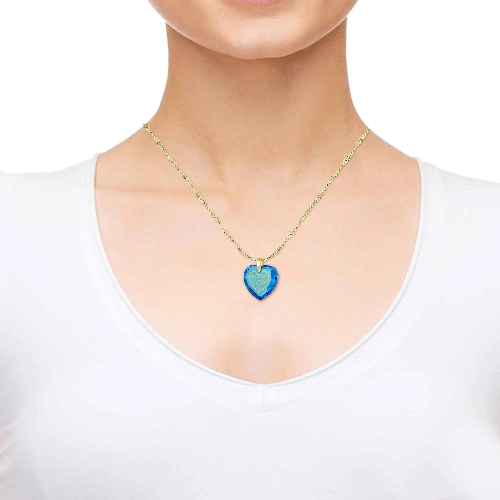 Letter to Mom, Sterling Silver Gold Plated (Vermeil) Necklace, Zirconia