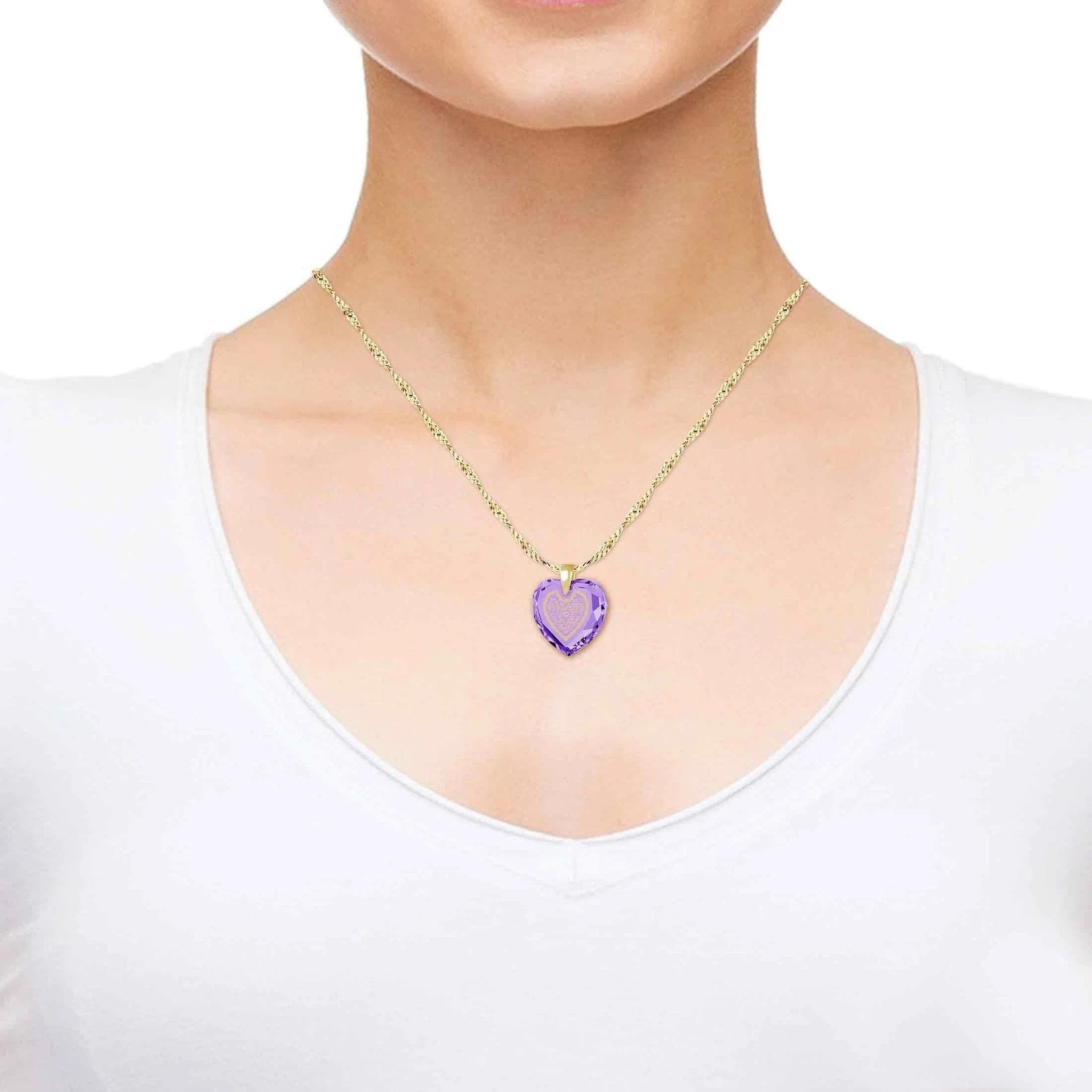 Letter to Mom, Sterling Silver Gold Plated (Vermeil) Necklace, Zirconia