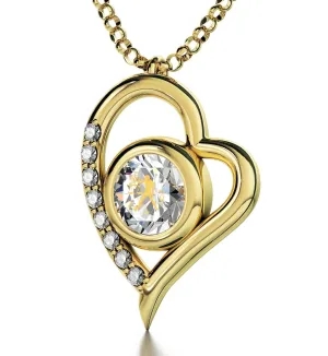 Libra Sign, 14k Gold Diamonds Necklace, Swarovski
