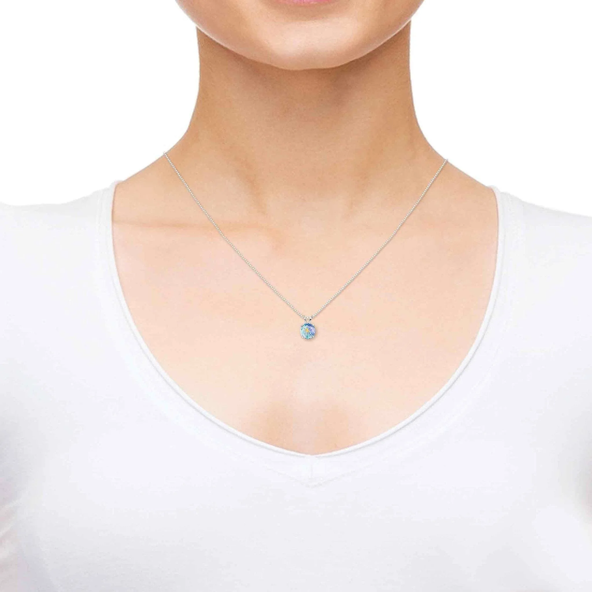 Libra Sign, 14k White Gold Necklace, Swarovski