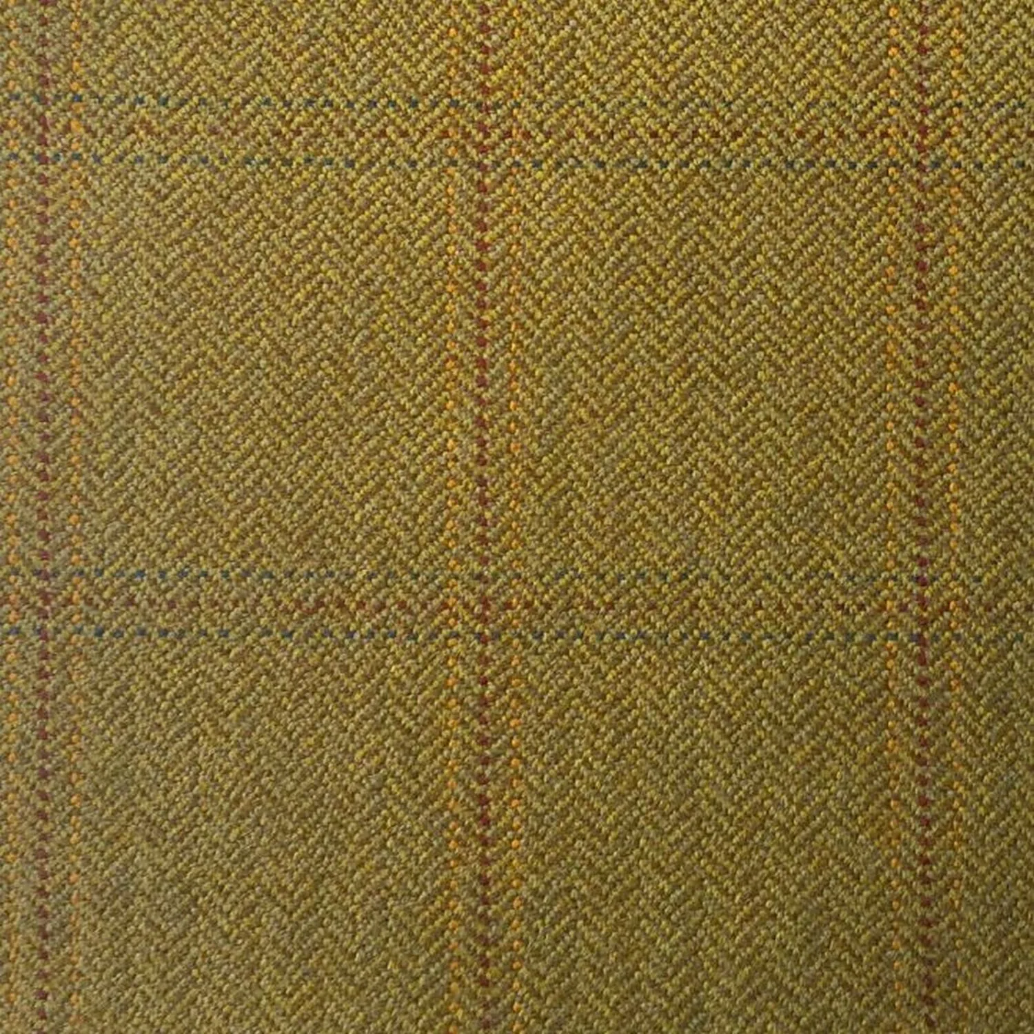 Light Green And Brown Herringbone With Maroon, Gold And Blue Check Country Tweed Jacketing