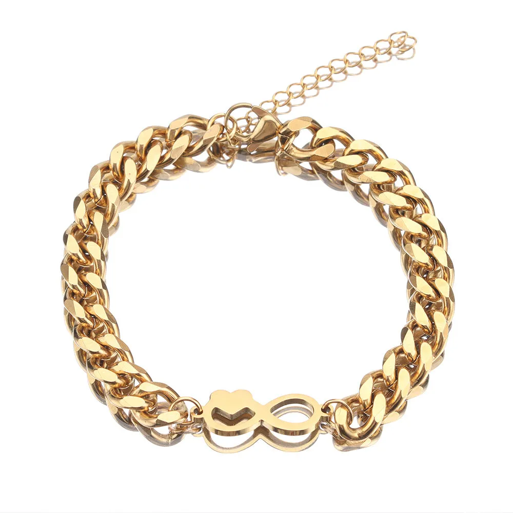 Lovers' Stainless Steel Heart-shaped Bracelet