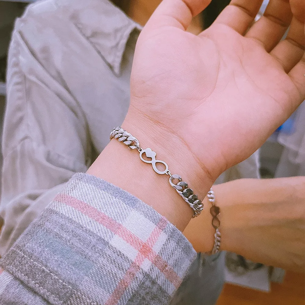 Lovers' Stainless Steel Heart-shaped Bracelet
