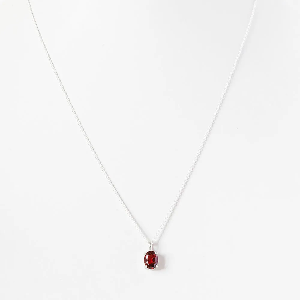 Luna, an Oval cut Garnet Necklace - 8x6mm