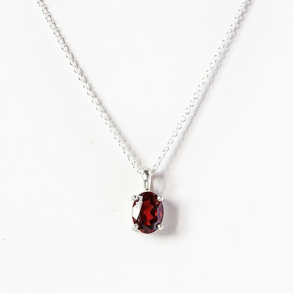 Luna, an Oval cut Garnet Necklace - 8x6mm