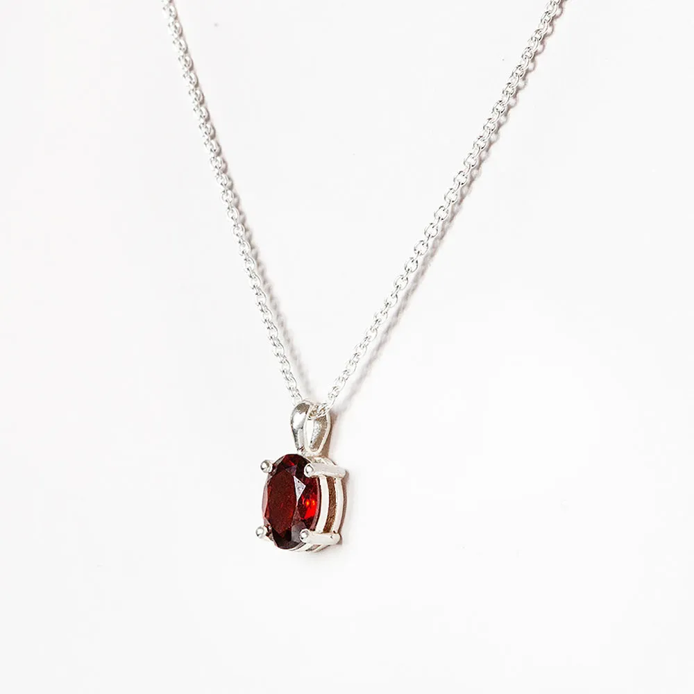 Luna, an Oval cut Garnet Necklace - 8x6mm