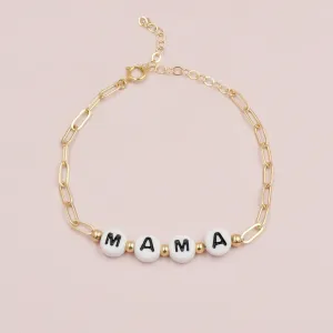 Mama Beaded Gold Bracelet