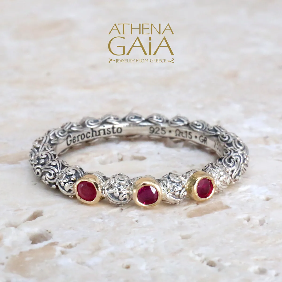 Meadow Breeze Triple Round Stone Stackable Ring