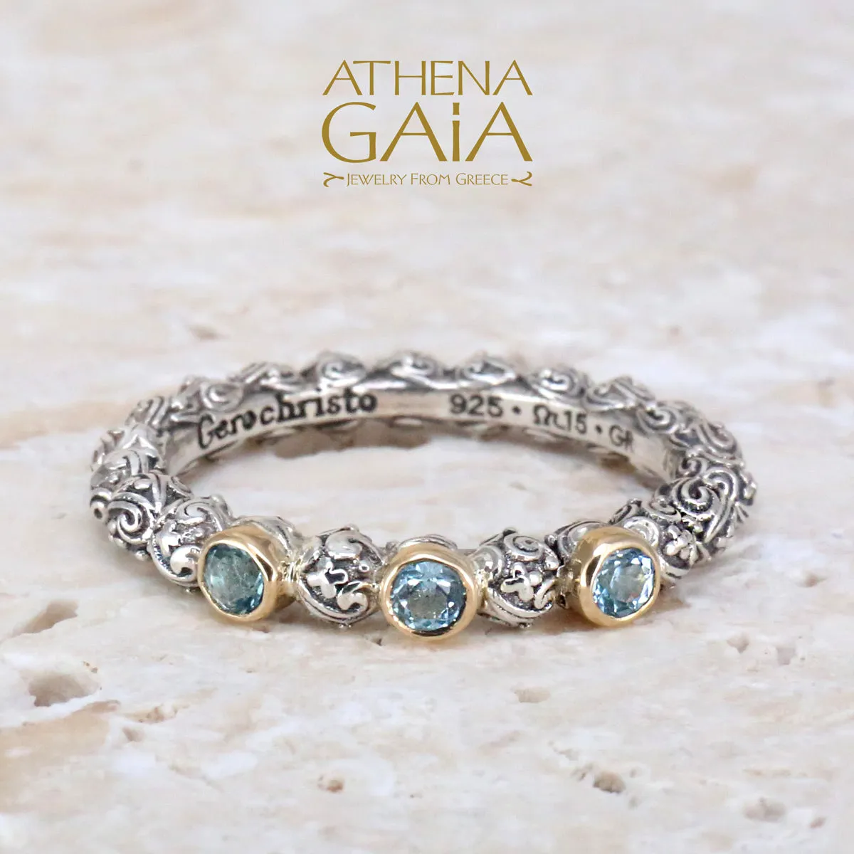 Meadow Breeze Triple Round Stone Stackable Ring