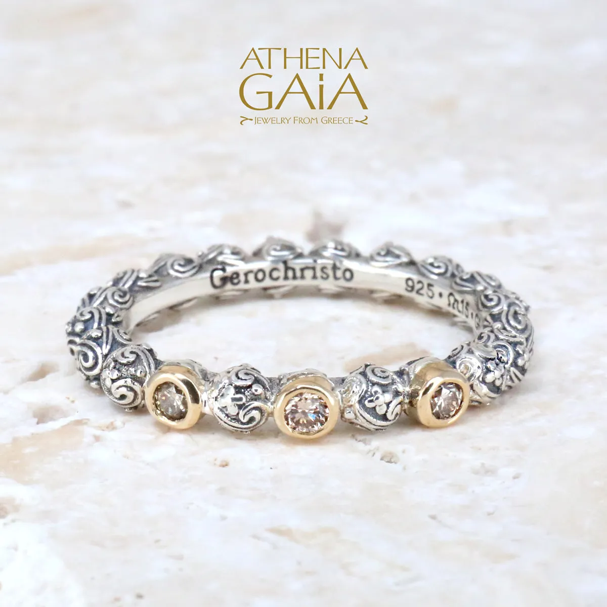 Meadow Breeze Triple Round Stone Stackable Ring