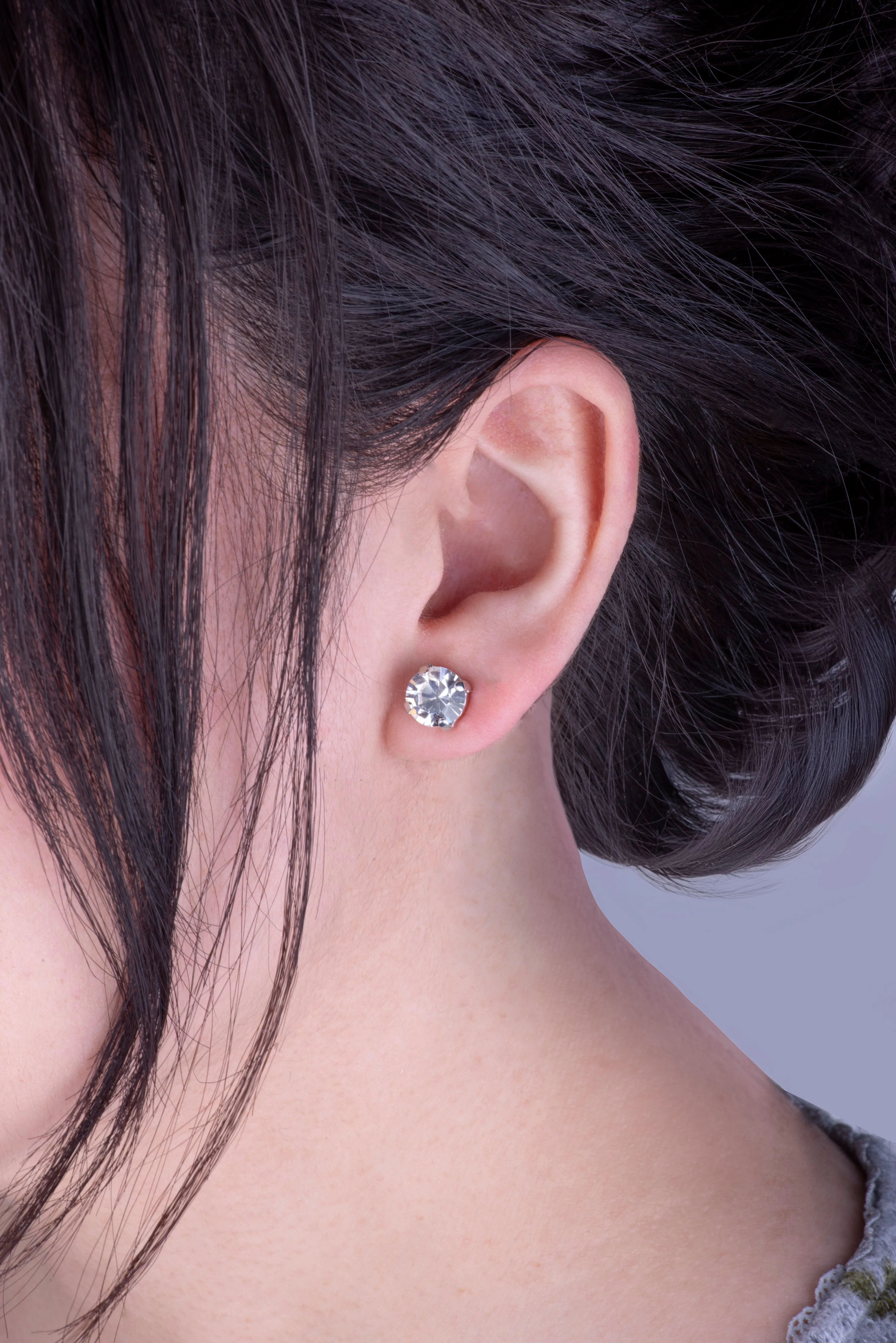 Medium Everyday Post Earrings in "Emerald Green" - Rhodium