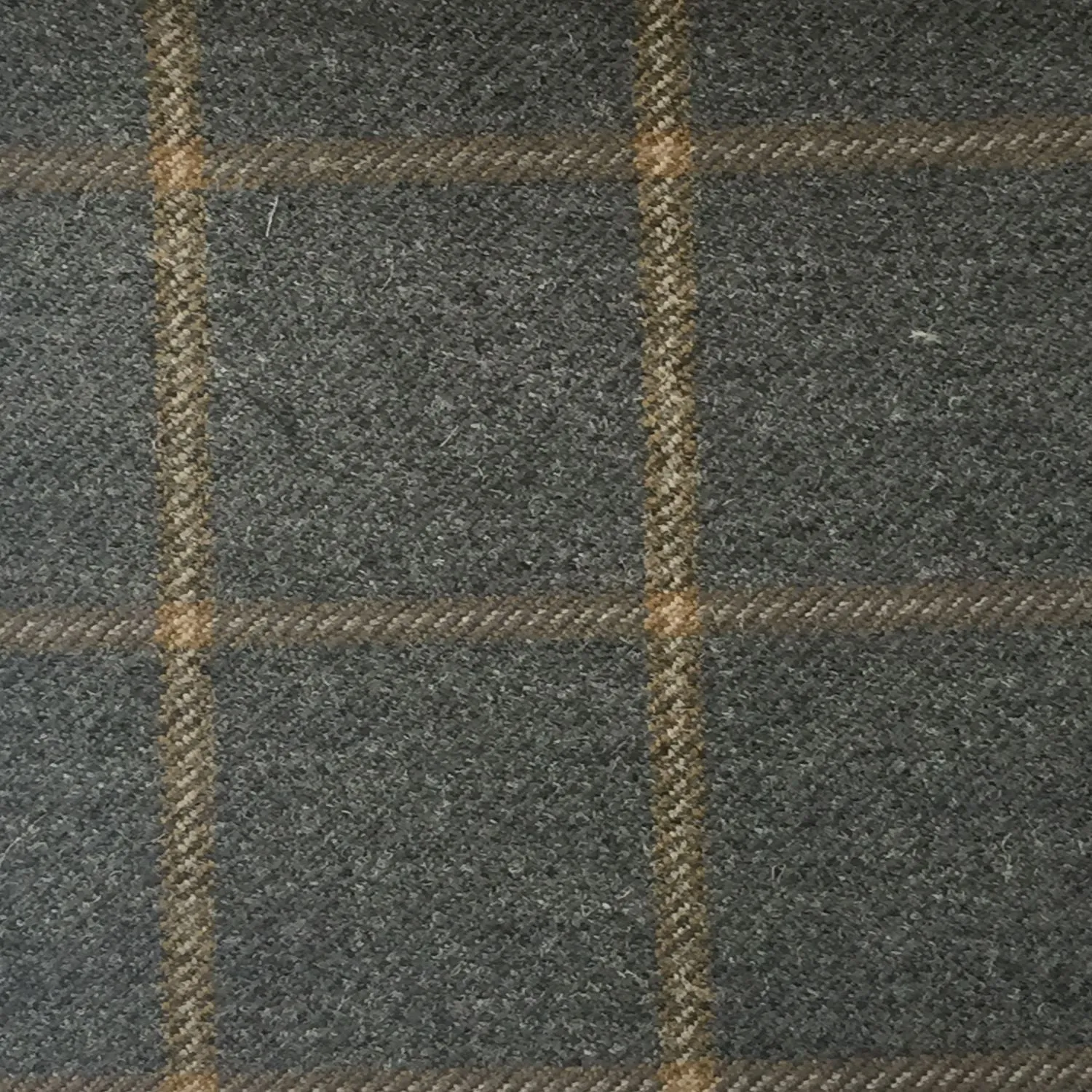 Medium Grey With Cream And Gold Check Country Tweed Jacketing