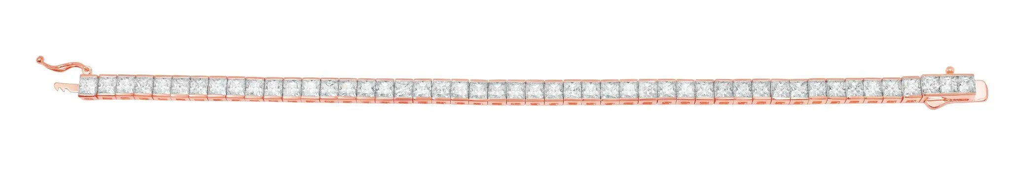 Mens Square Cut Tennis Bracelet Finished in 18kt Rose Gold