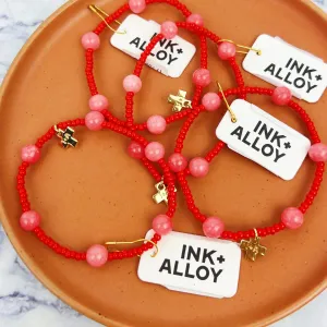 Mia Seed Bead Stretch Bracelet - Red