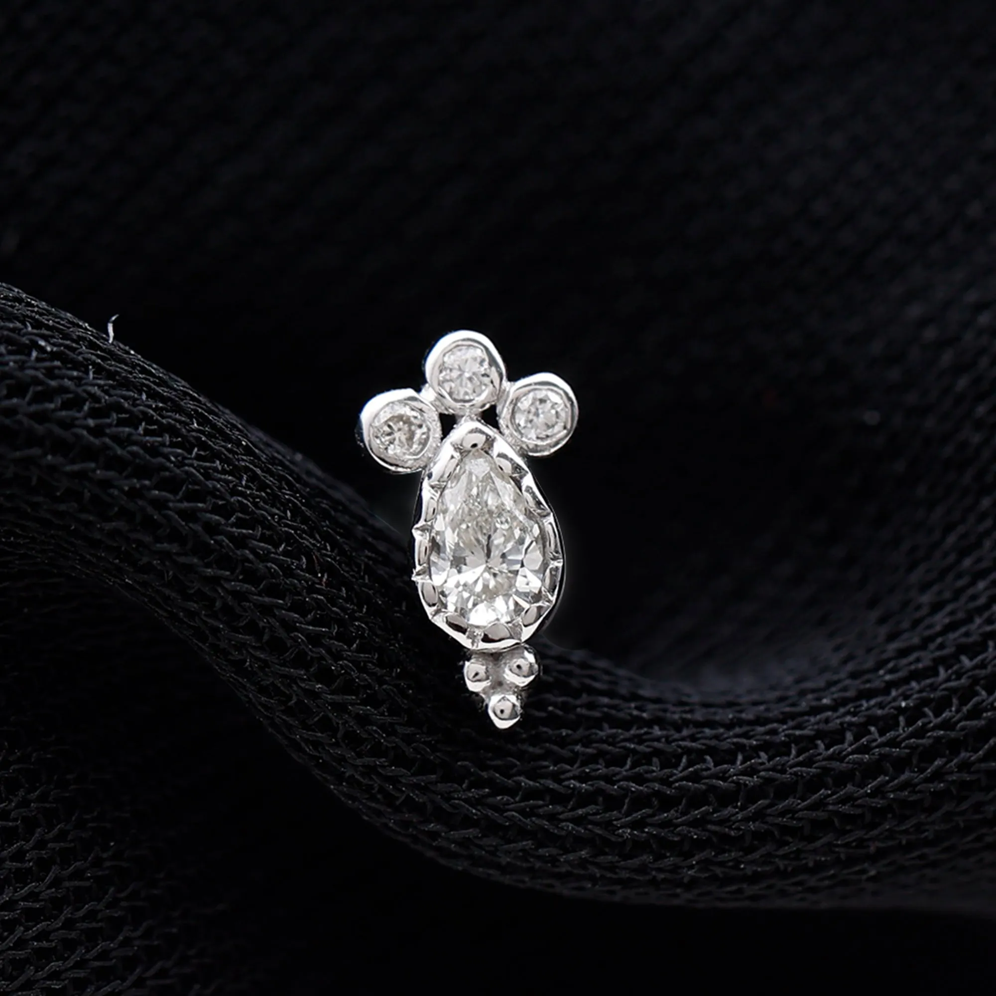 Minimal Diamond Tragus Earring in Beaded Bezel Setting