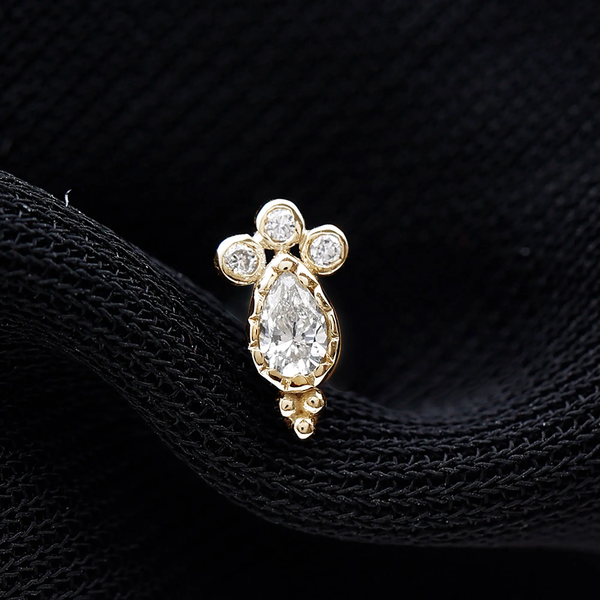 Minimal Diamond Tragus Earring in Beaded Bezel Setting