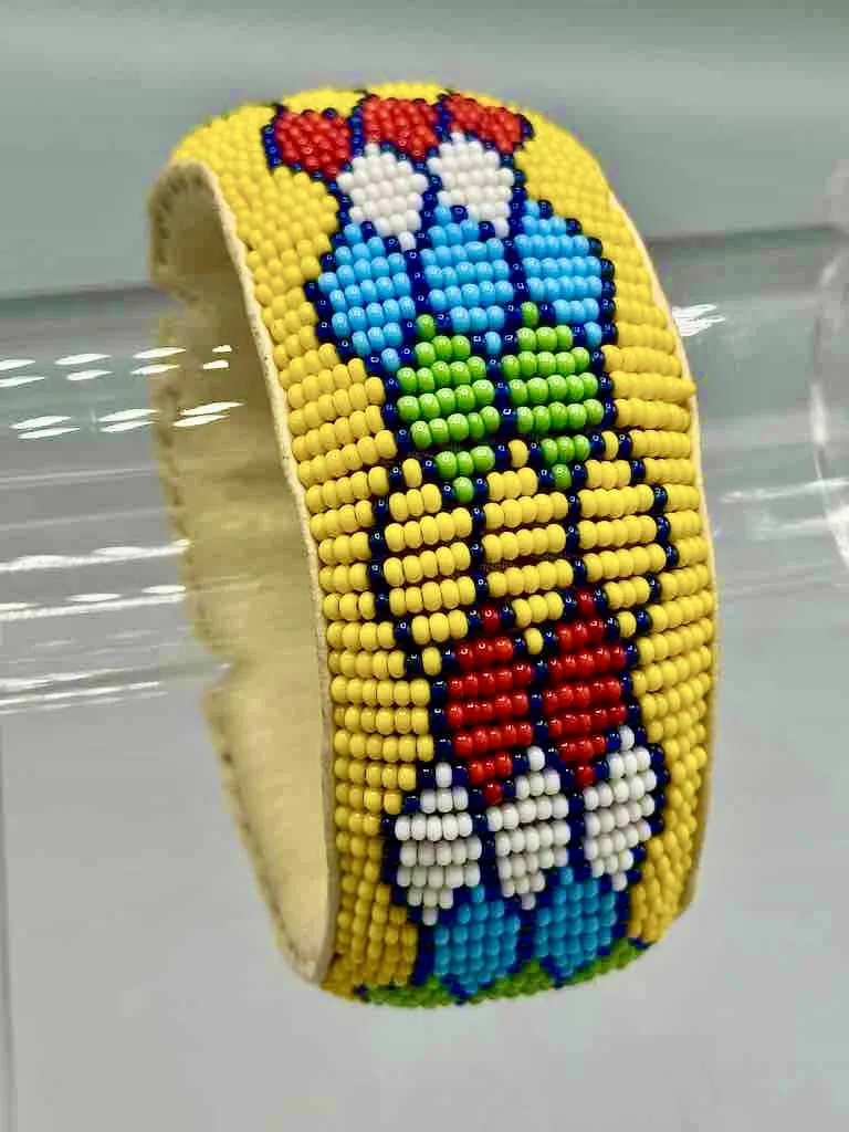 Multicolor Design Wide Beaded Leather Bracelet - Mali