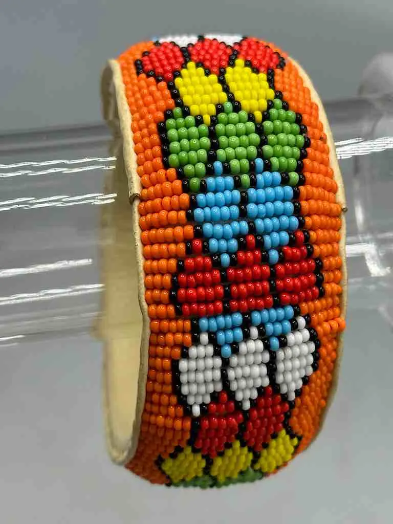 Multicolor Design Wide Beaded Leather Bracelet - Mali