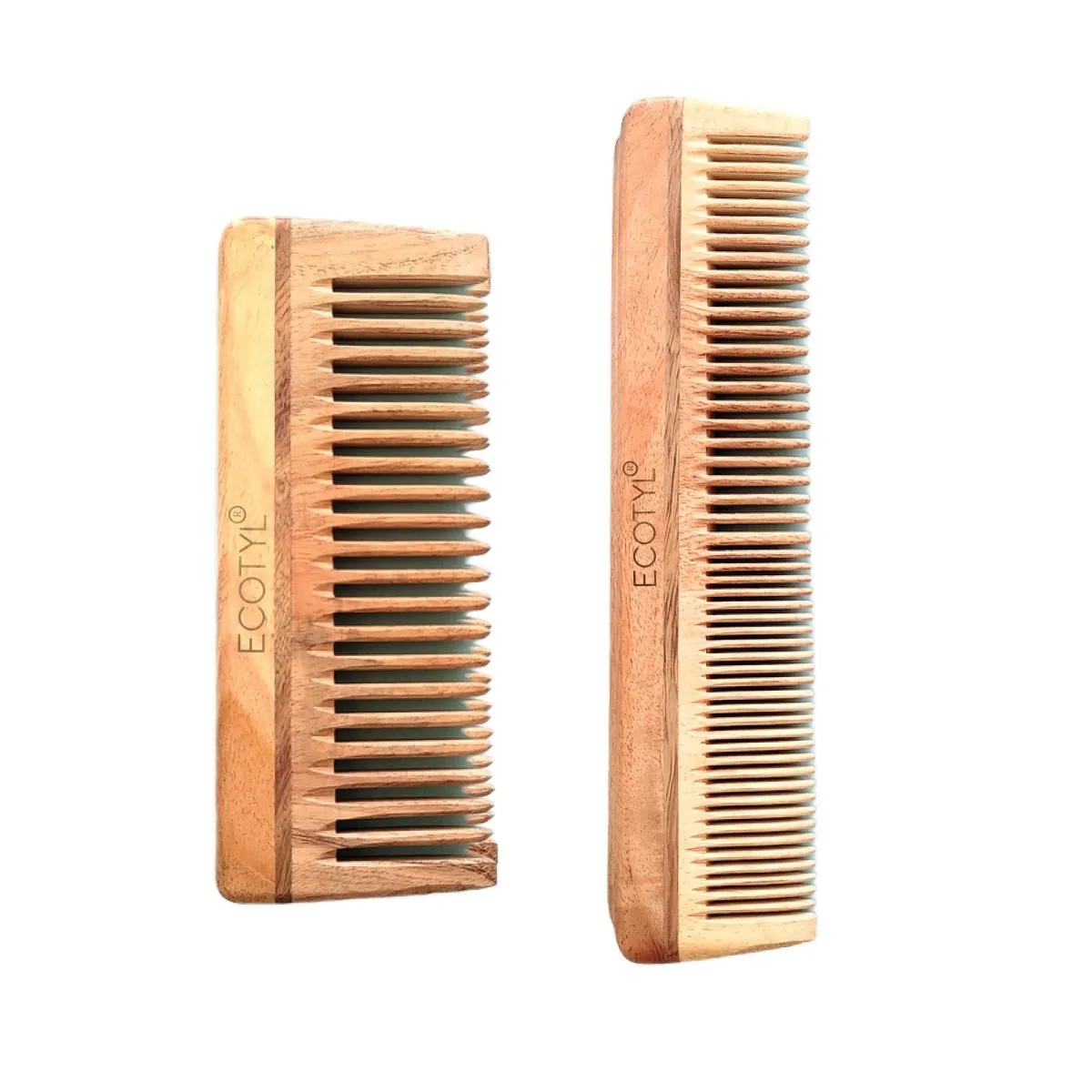 Neem Wood Comb Combo- Detangling & Shampoo Comb | Set of 2