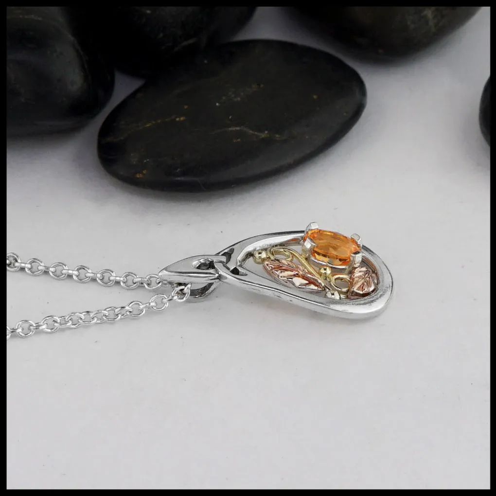 Oak Leaf Pendant with Spessartite Garnet