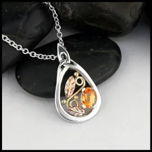 Oak Leaf Pendant with Spessartite Garnet