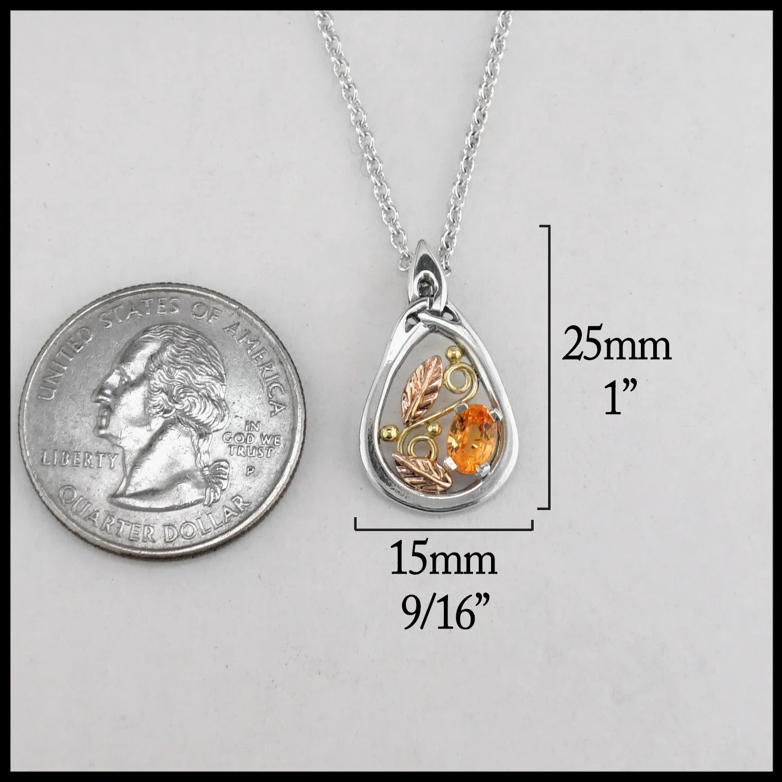 Oak Leaf Pendant with Spessartite Garnet