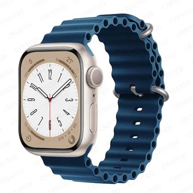 Ocean for Apple watch band 49mm 44mm 40mm 45mm 41mm 42mm 38mm 40 44 45 mm silicone bracelet iWatch series 7 6 3 se Ultra 8 strap| |